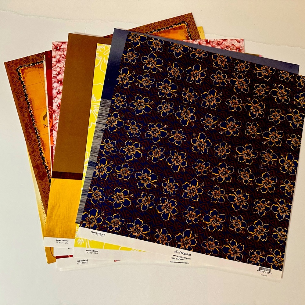 17 Hawaiian Motif 12 x 12 Scrapbook Sheets